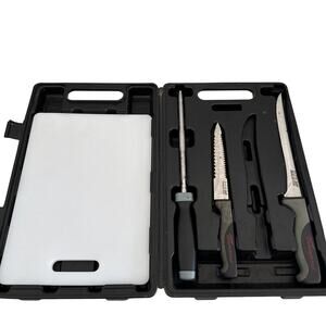 Tsunami Pro Razor Sharp Knife Set W/ 2 Knives, Sharpener,cutting Board & Case